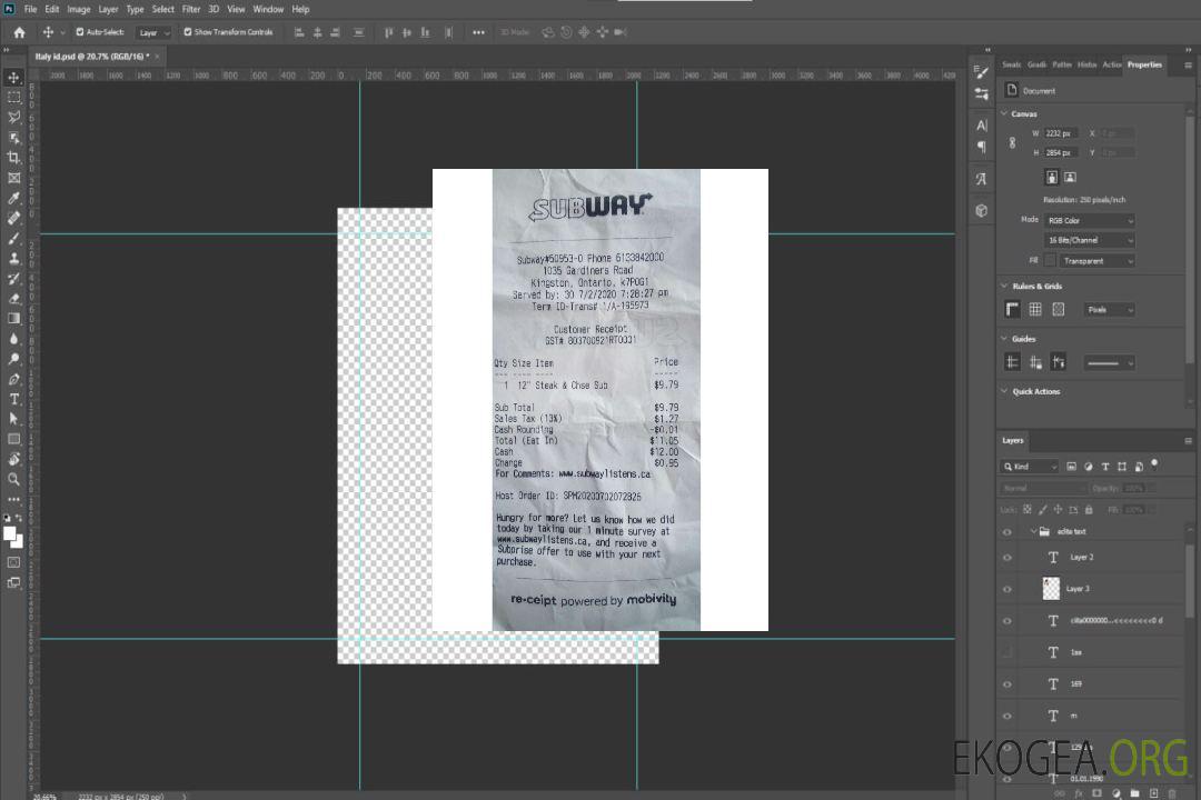 Reçu de paiement de la compagnie de métro du Canada template